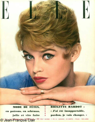 50年代的法版《ELLE》，封面：Brigitte Bardot ???