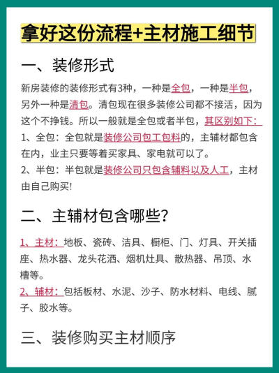 装修流程+主材攻略。