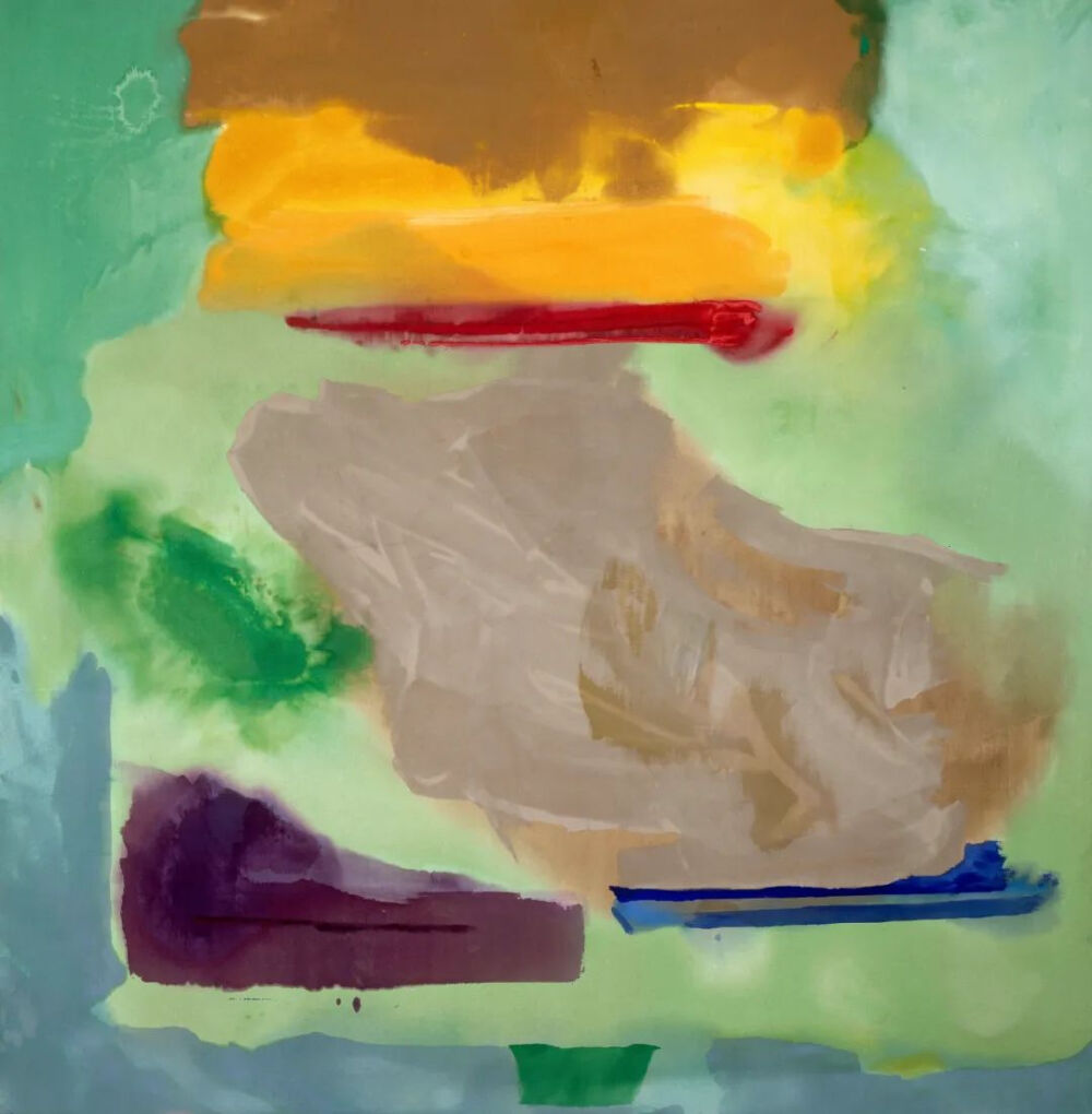 海伦·弗兰肯塔勒（Helen Frankenthaler）《春天河岸》，布面丙烯，273.5×269.5cm，1974年，图片来源：西岸美术馆