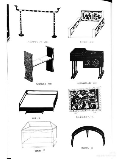 商代出现的俎、禁、抬盘就是中国古代最早的家具,其造型矮长宽厚,多用兽面、龙纹、云
雷纹装饰。
周代大量出现了帐构(床)、屏风、箱、地座等室内家具,造型考究有强烈的形式感。多数以 髹漆与木雕相结合,雕刻生动,工…