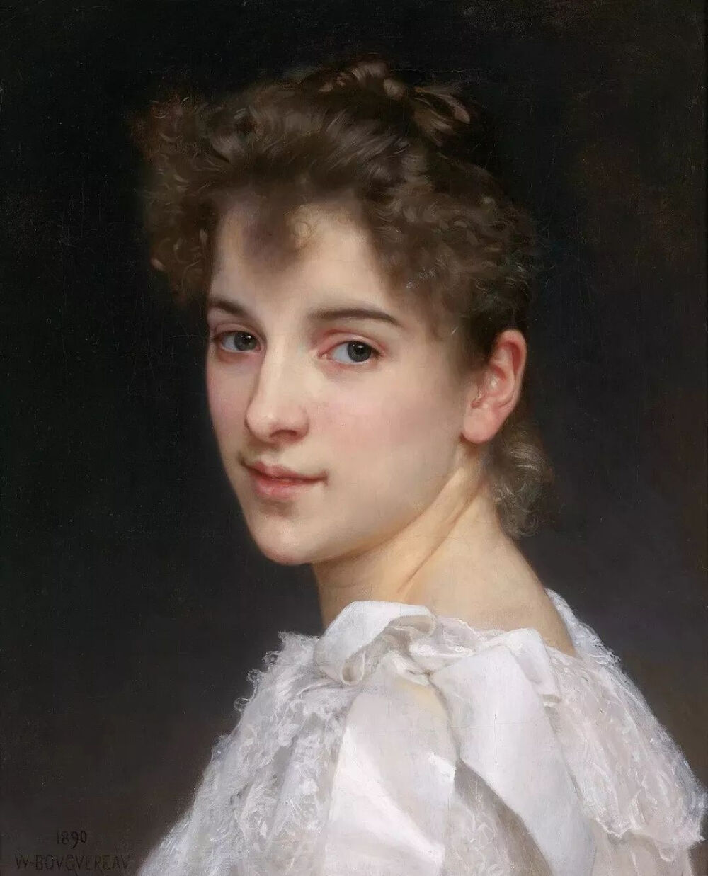 威廉·阿道夫·布格罗《Portrait de Gabrielle Cot》，布面油画，45.5×38cm，1890年