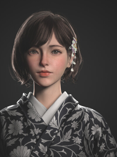 3D艺术家G BIN人见人爱的文静少女作品