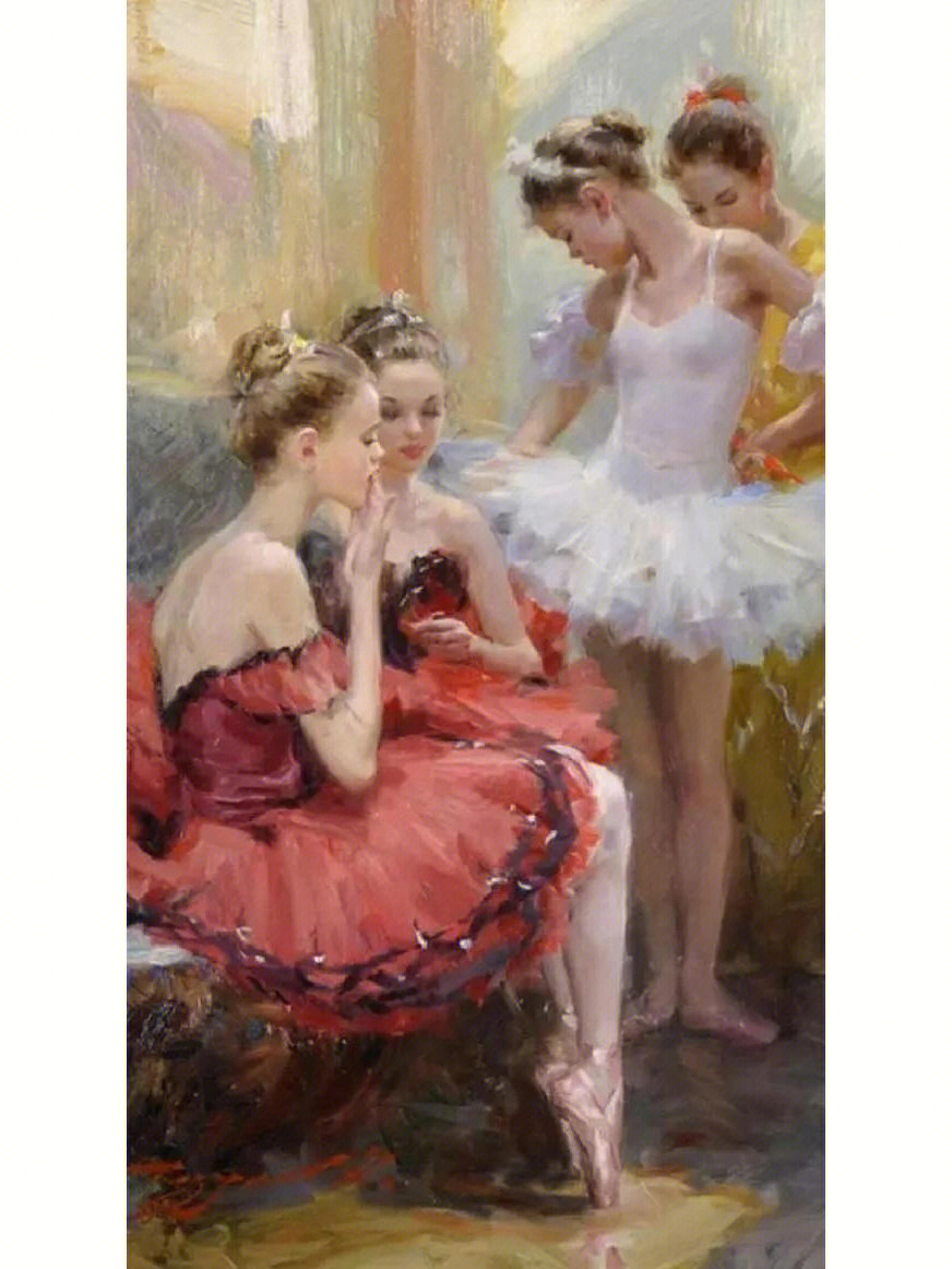 康斯坦丁·拉祖莫夫（Konstantin Razumov）芭蕾舞油画作品欣赏。康斯坦丁·拉祖莫夫1974年出生于莫斯科，他擅长于描绘女性，尤其画乌克兰美女，偶尔也画一些异域风情，人物以逼真的细节绘制，所作人物画大多五官精致有神、美丽迷人。目前，拉祖莫夫在莫斯科生活和工作。