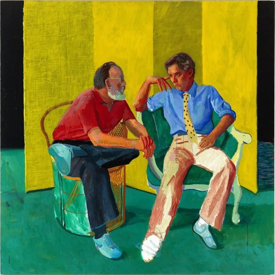 大卫·霍克尼《The Conversation》，布面亚克力，152.4×152.4cm，1980年，于佳士得纽约“先锋创见：保罗·艾伦珍藏”拍卖中呈现，以650万美元落槌。