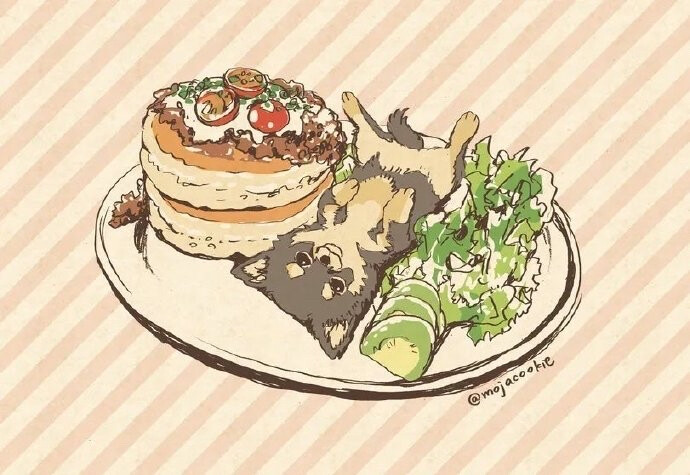 もじゃクッキ 治愈系美食小插画 