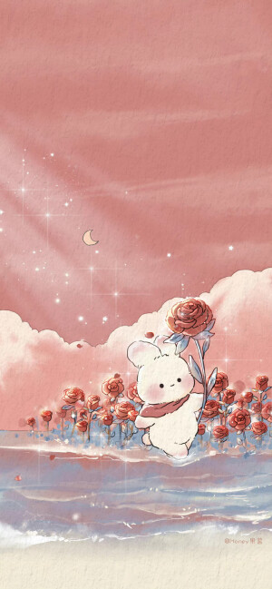 复古红玫瑰小兔子 画师:Honey果酱