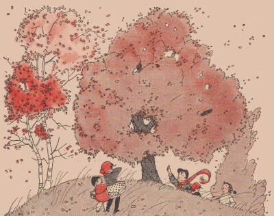 1925年美国插画家Marguerite Davis为《The Field Fourth Reader》绘制的童趣插图。 