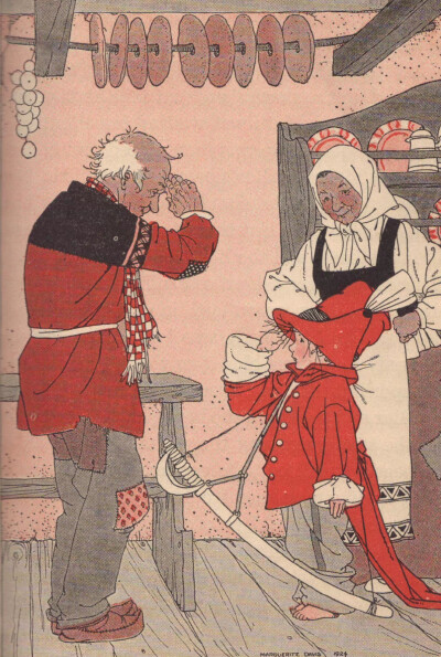 1925年美国插画家Marguerite Davis为《The Field Fourth Reader》绘制的童趣插图。 