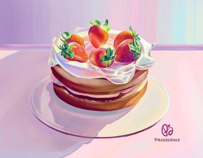 色彩甜美柔和的美食插画作品