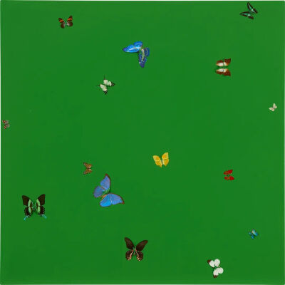 达明安·赫斯特（Damien Hirst）《风雨过后》，蝴蝶、家用亮光漆、画布，121.9×121.9cm，2007年，估价：300万-500万港元，11月30日“二十世纪及当代艺术和设计”日间拍