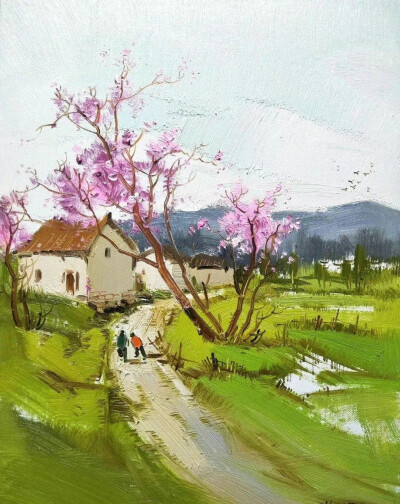 油画中国乡村