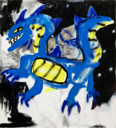 罗伯特·纳瓦《夜煞》，亚克力、喷漆、混合媒材、画布，172.3×157.7cm，2018年，估价：200万-300万港元