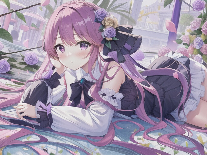 紫色公主裙＋玫瑰头饰＋女团头