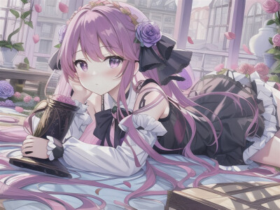 紫色公主裙＋玫瑰头饰＋女团头