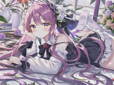 紫色公主裙＋玫瑰头饰＋女团头