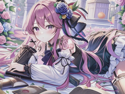 紫色公主裙＋玫瑰头饰＋女团头