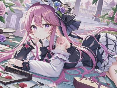 紫色公主裙＋玫瑰头饰＋女团头