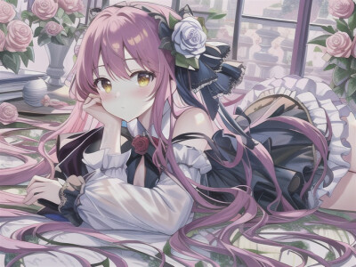 紫色公主裙＋玫瑰头饰＋女团头