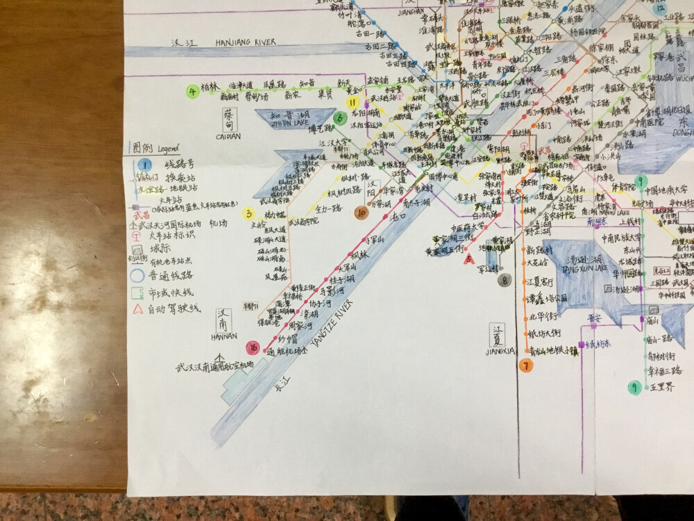 武汉地铁2028年线线路图（等等，好像漏了什么…啊，原来是方向标）