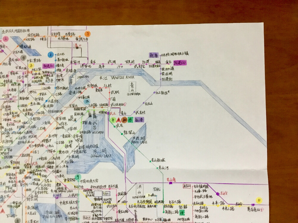 武汉地铁2028年线线路图（等等，好像漏了什么…啊，原来是方向标）