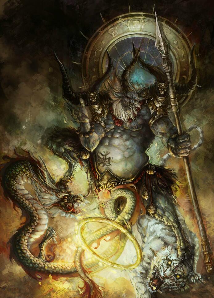 牛魔王
“平天大圣”，而后在西方娶铁扇公主为妻，又入赘给玉面公主，并在玉面公主的摩云洞久住。
牛魔王在孙悟空和猪八戒、土地的联手围攻下落败，但孙悟空始终无法降服牛魔王，最终在护法金刚和天将的围攻下屈服，被哪吒牵往西方。