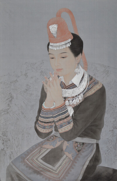 2012年《月醉三山》90X60厘米.设色绢本.林锦春