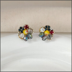 小众日系手作设计玻璃水晶花朵耳钉925银针镀14K耳饰耳环. * 购买:  https://item.taobao.com/item.htm?ft=t&id=695231271680