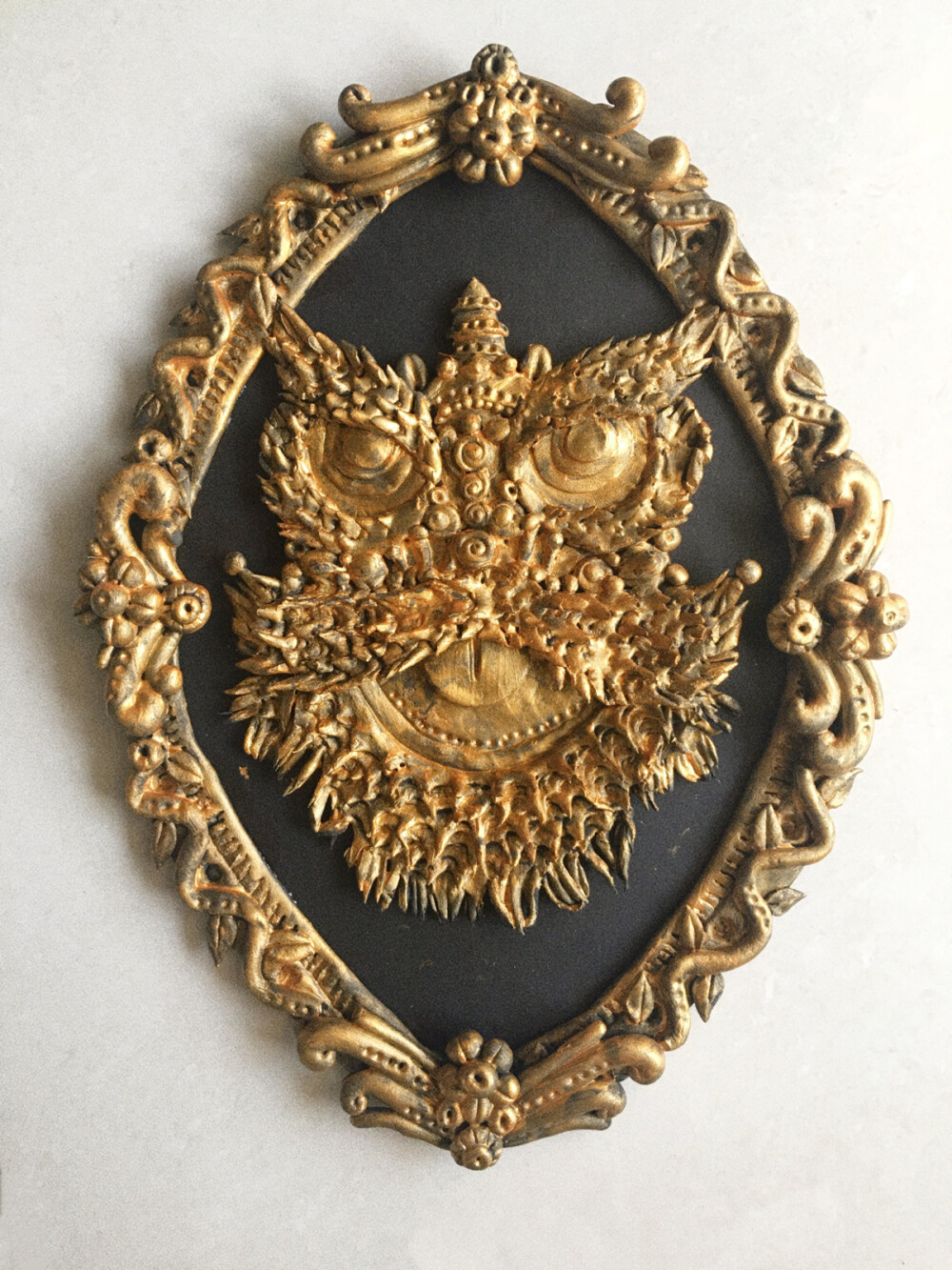 仿铜 创意美术 醒狮 太空泥