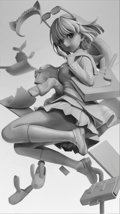 素描阶段大作业作品来咯！小画家学习素描理论，结合对结构透视，光影，空间的理解，创作出这套临摹手办的素描练习，大家看出来是画的了吗？我还以为是照片呢