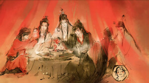 《魔道祖师》蓝忘机＆魏无羡
图源微博：孤舟拾歲
画师：長陽_拔罐好友想来他也不会怪我