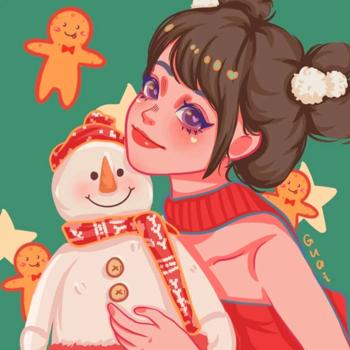 鸭鸭绘画风格头像圣诞节新年图头像