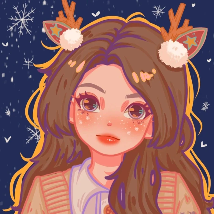 鸭鸭绘画风格头像圣诞节新年图头像