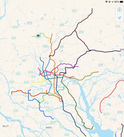 广州+佛山地铁加粗版真实比例线路图