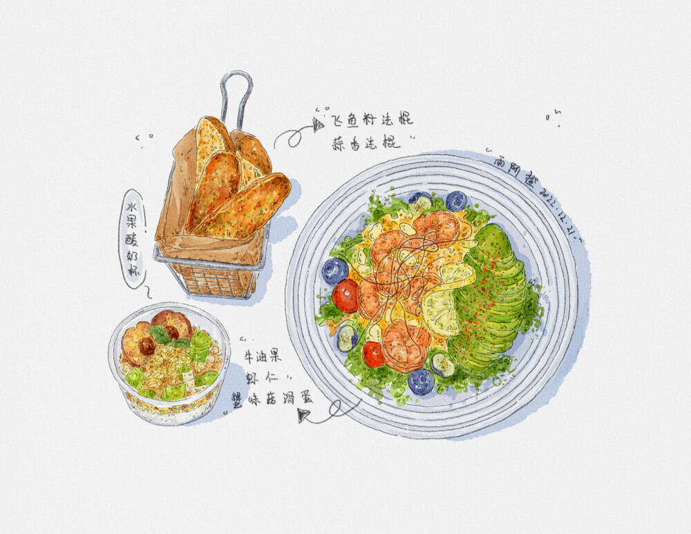 procreate钢笔淡彩·美食