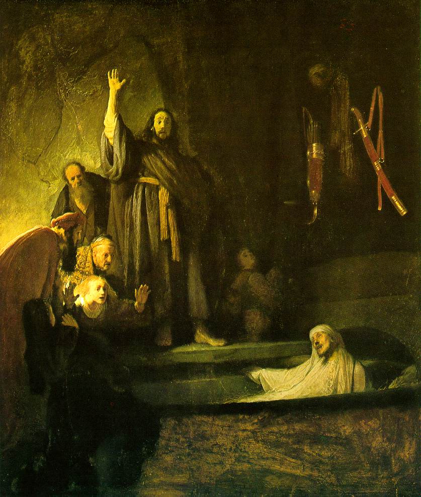 痲疯病人复起（The Raising of Lazarus）
伦勃朗·哈尔曼松·凡·莱因1630
名称：痲疯病人复起
英文名称：The Raising of Lazarus
创作者：伦勃朗·哈尔曼松·凡·莱因
创作日期：1630
实际尺寸：96.2 x 81.3 cm
类别：宗教
材质：板面油画
位于：美国-加州洛杉矶郡立美术馆