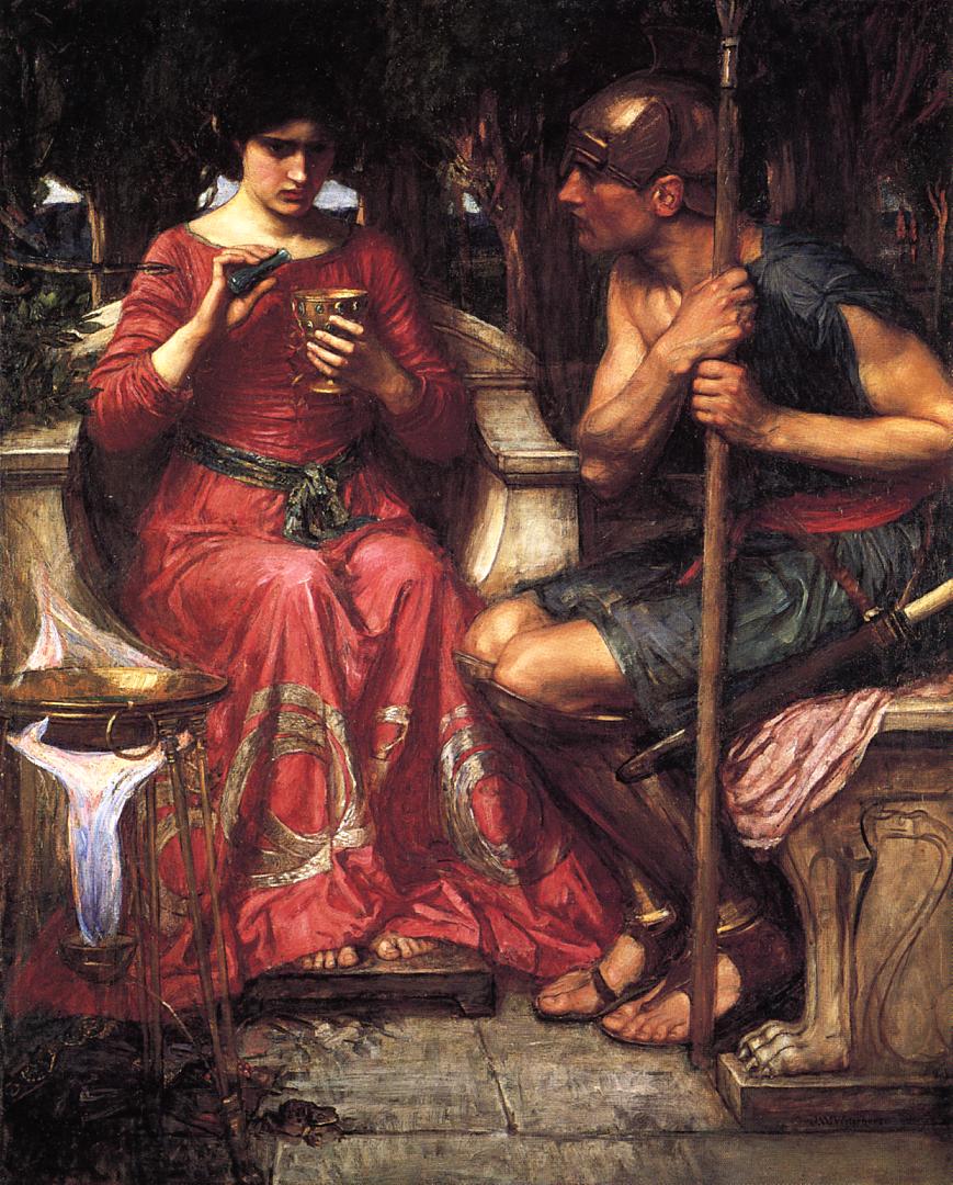 杰森和美狄亚（Jason and Medea）
约翰·威廉姆·沃特豪斯1907
名称：杰森和美狄亚
英文名称：Jason and Medea
创作者：约翰·威廉姆·沃特豪斯
创作日期：1907
实际尺寸：134 x 107 cm
类别：神话
材质：布面油画
位于：私人收藏