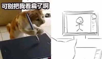 可别把我看扁了啊，画手表情包，猫咪数位板