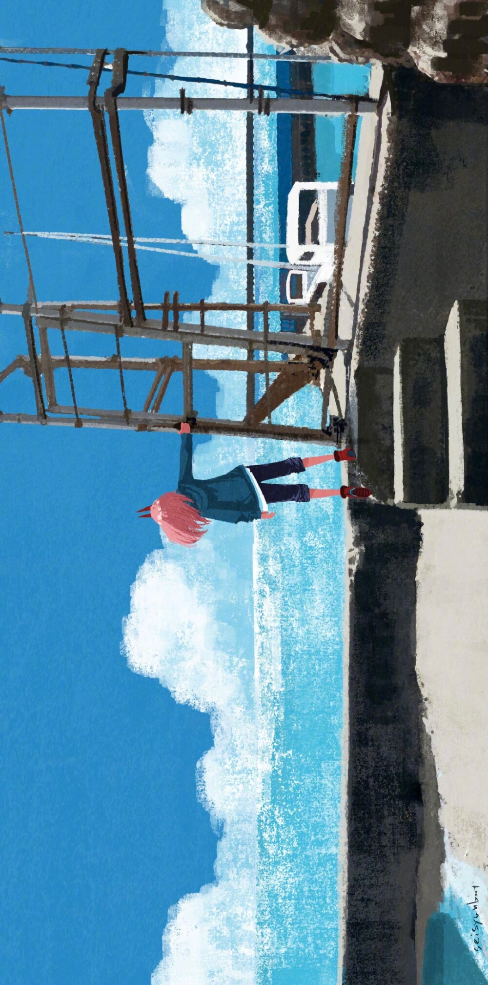 「青春bot」太太 绘制的#电锯人# 背影系列壁纸，好好看啊！！！twi：seisyunbotdesu