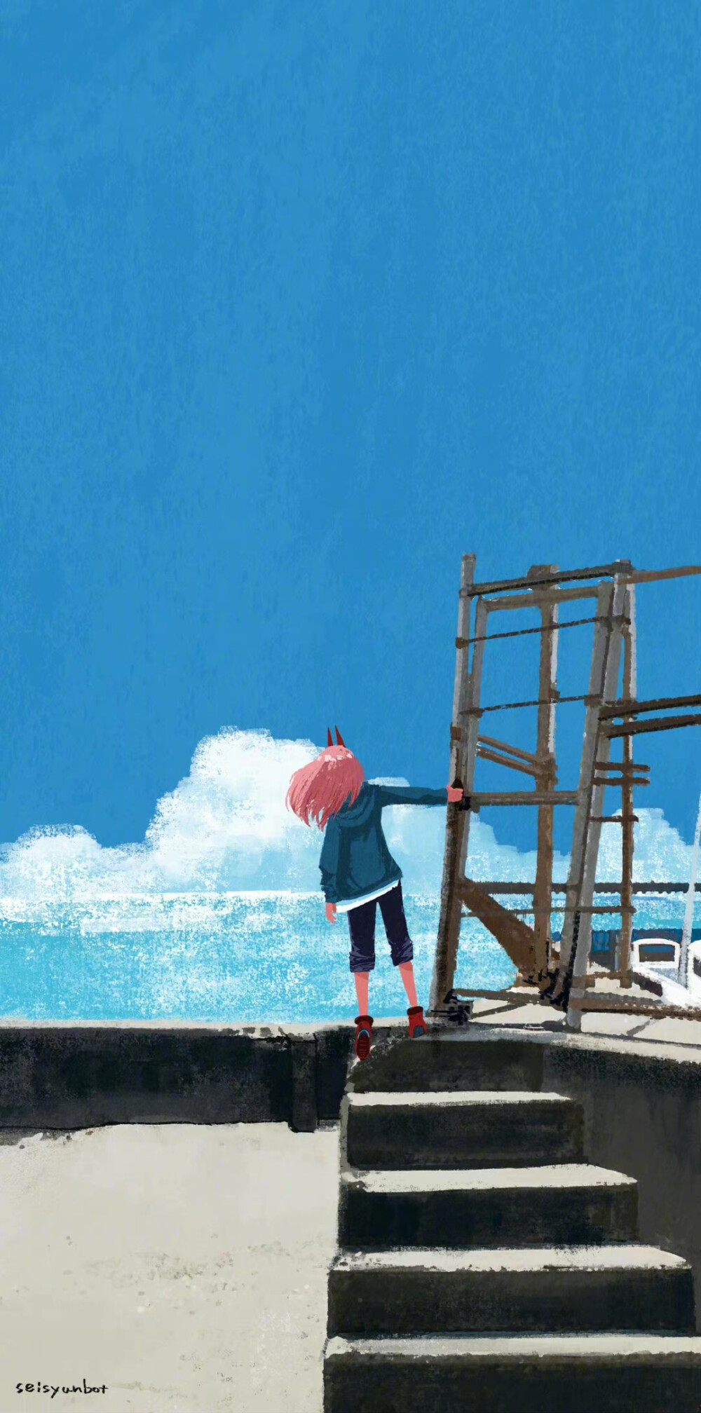 「青春bot」太太 绘制的#电锯人# 背影系列壁纸，好好看啊！！！twi：seisyunbotdesu