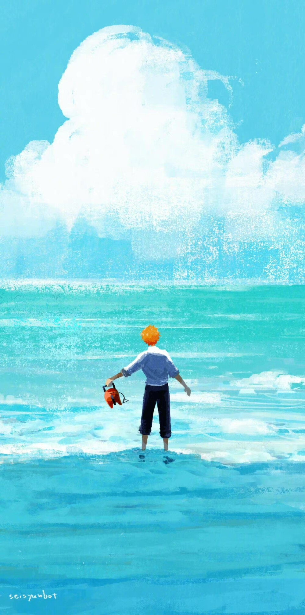 「青春bot」太太 绘制的#电锯人# 背影系列壁纸，好好看啊！！！twi：seisyunbotdesu