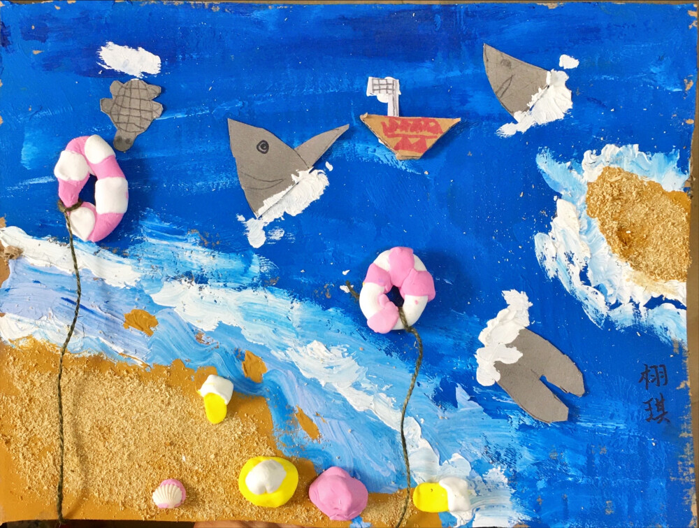 海滩创意画

