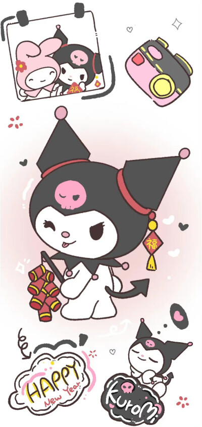 大萌星的快乐新年
画师：快去画画啦
#hellokitty##帕恰狗##可爱壁纸##新年壁纸# ​