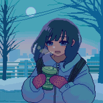 像素艺术/pixel art——极简主义的浪漫
⭐
她用令人惊艳的光影技巧与二次元像素画风巧妙结合，诞生出她独一无二的风格，画笔下的女生与环境总是融为一体，氛围感拉满，用色大胆，以及取材的构图和元素充满现实感，仿…