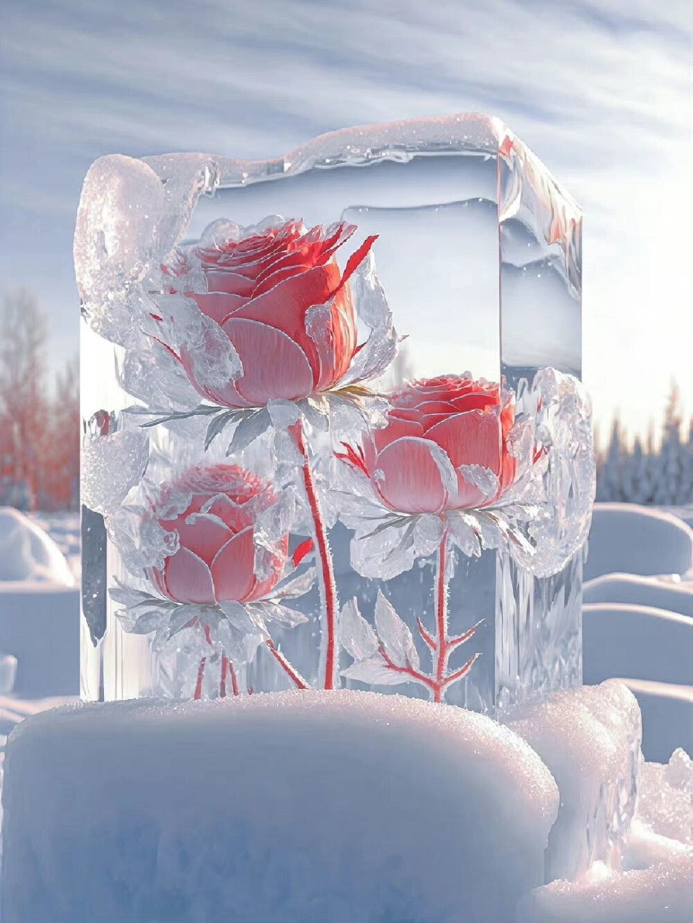 冰川玫瑰壁纸图片