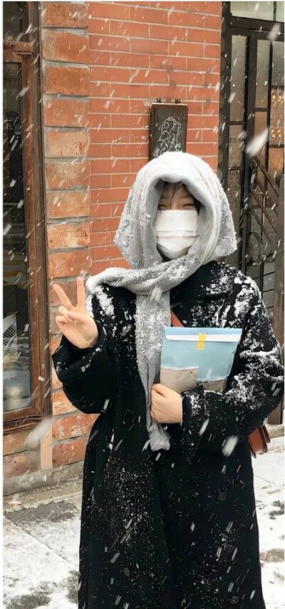 真人壁纸女 下雪了