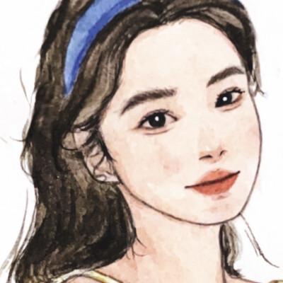 水彩头像｜复古少女