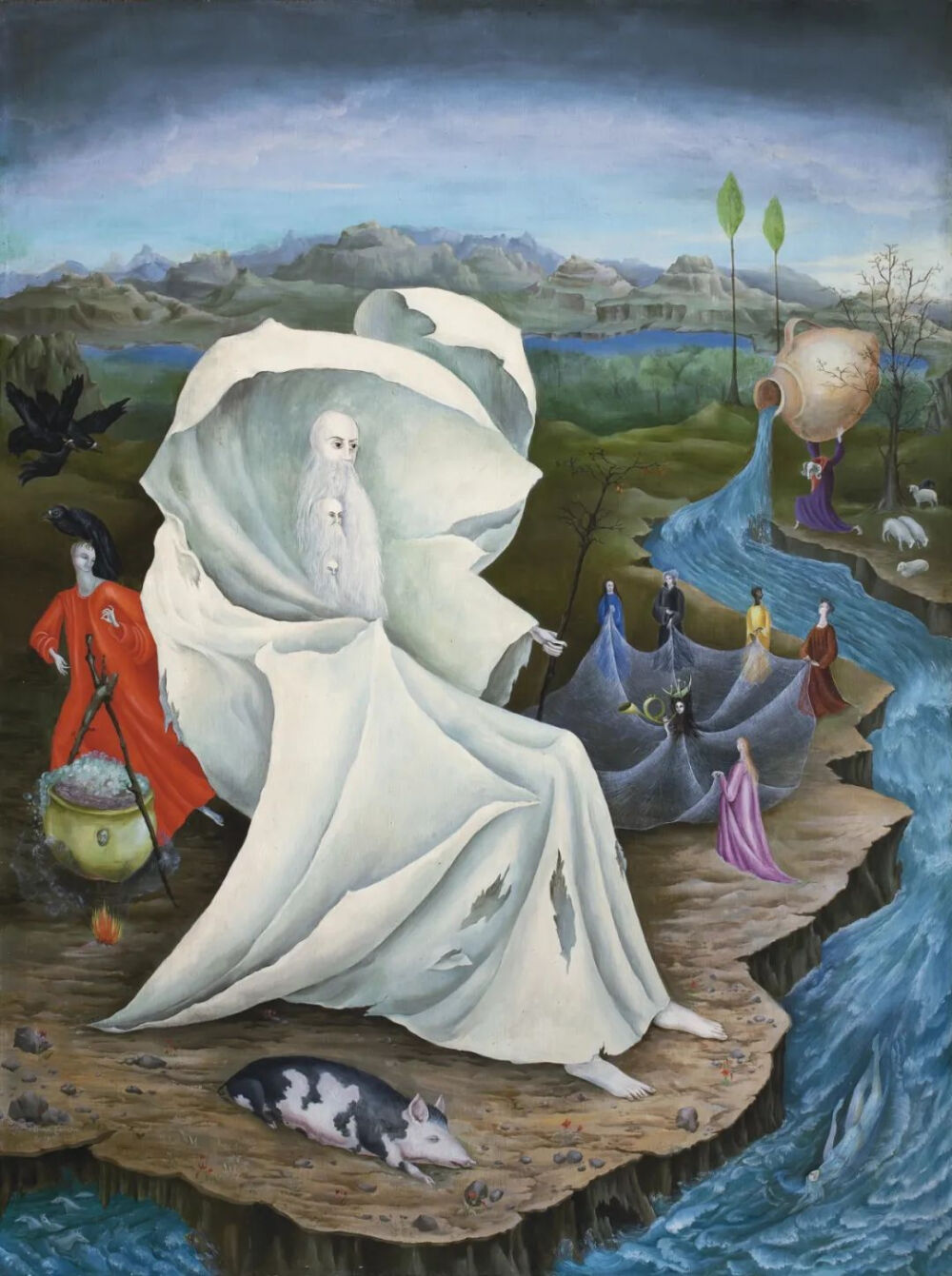 利奥诺拉·卡林顿《圣安东尼的诱惑》（The Temptation of St. Anthony），布面油画，91×122cm，1945年，2014年以262.9万美元创下艺术家彼时作品最高拍卖纪录。