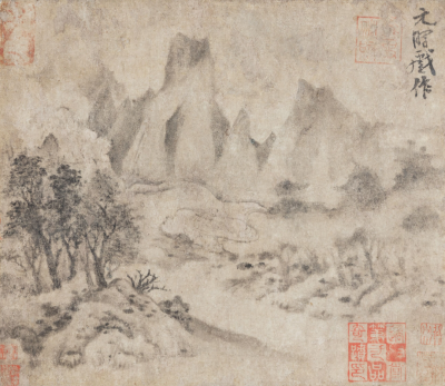 米友仁《远岫晴云图》，纸本，24.7×28.6cm，宋，现藏于大阪市立美术馆