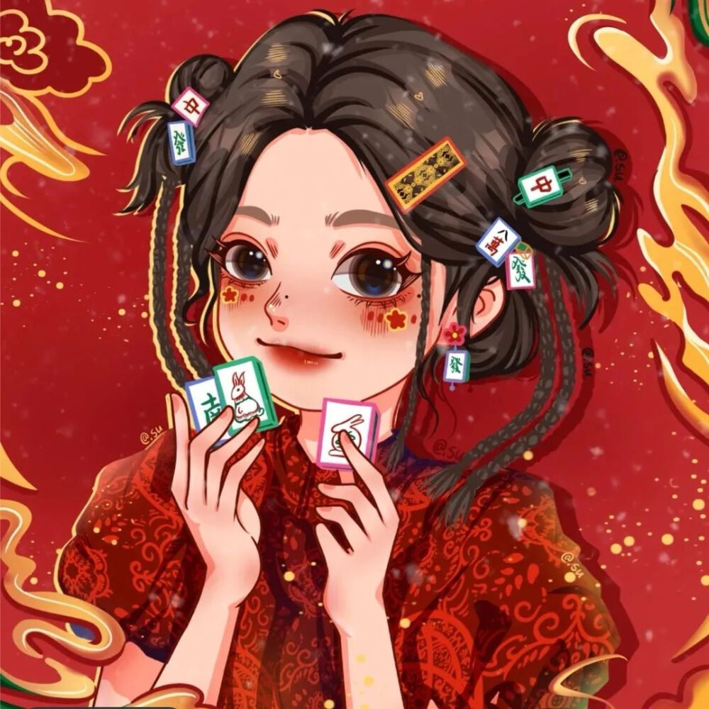 新年手绘女头