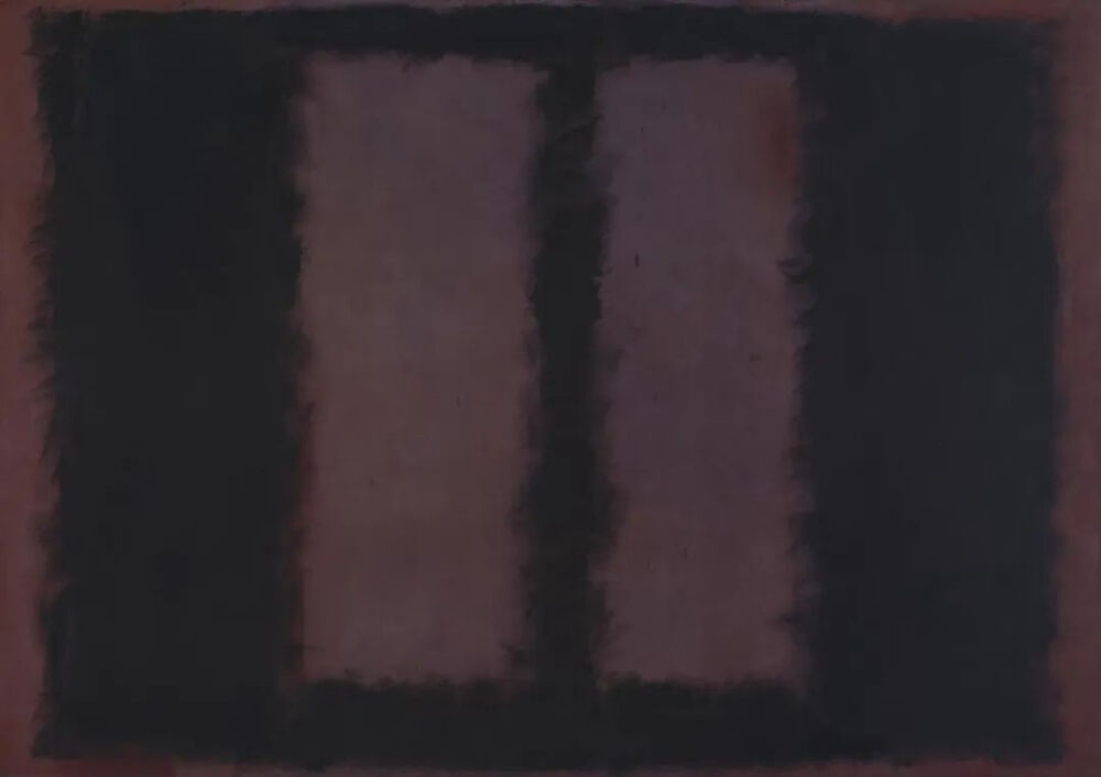 马克·罗斯科《Black on Maroon》，布面油画、丙烯、蛋彩，266.7×381.2cm，1958年，陈列于罗斯科展厅